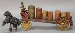 Appraisal: Wilkins cast iron and pressed steel horse drawn dray wagon