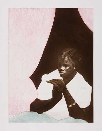 Appraisal: ERNEST CRICHLOW - Lady Color etching and aquatint x mm