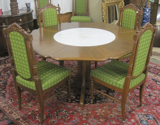 Appraisal: TEAK DINING TABLE AND CHAIR SET Thailand mid th century