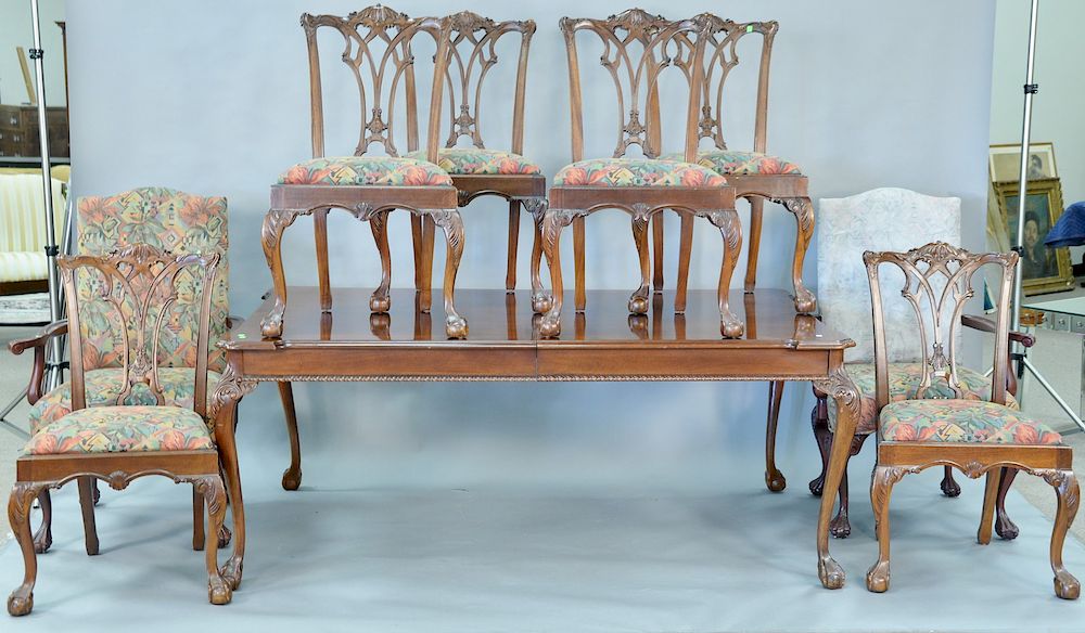 Appraisal: Mahogany nine piece dining set with eight Chippendale style chairs