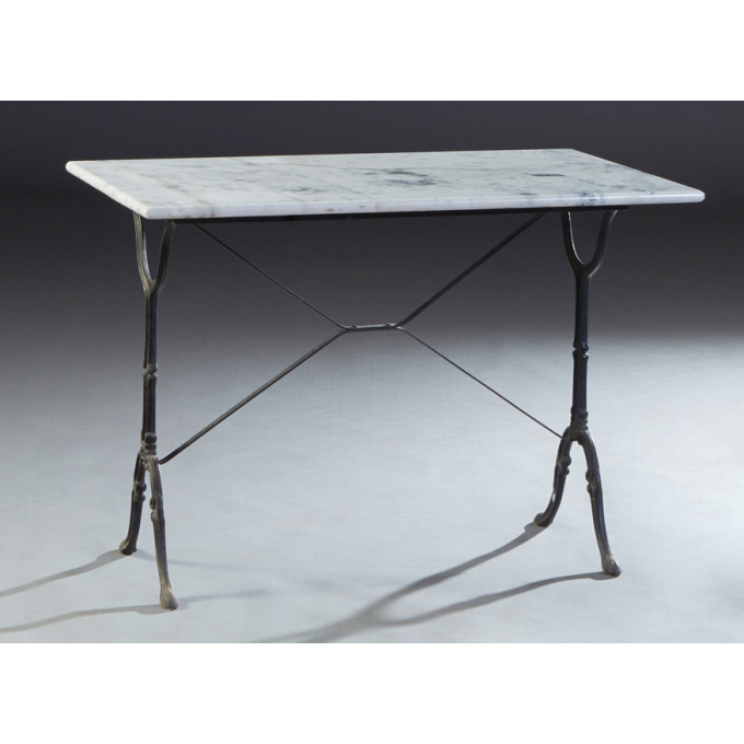 Appraisal: Parisian Marble and Wrought Iron Bistro Table th c the