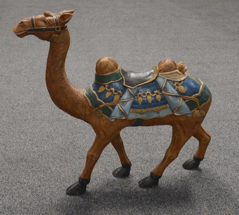 Appraisal: Carved Wood Camel This is a colorful detailed carving of