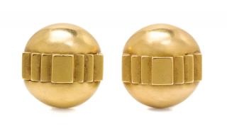 Appraisal: A Pair of Karat Yellow Gold Earclips Kieselstein Cord dwts