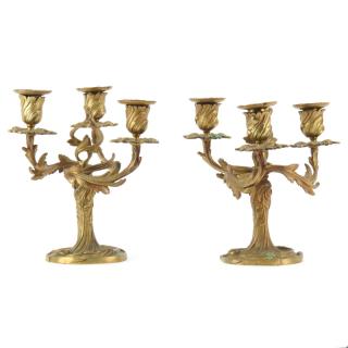 Appraisal: Pair of th Century French Gilt Bronze Three Arm Candelabras