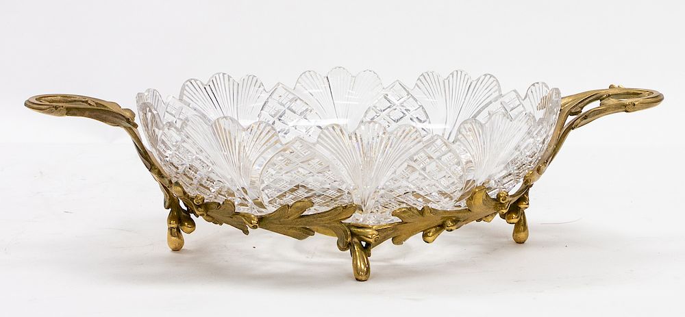 Appraisal: A CUT CRYSTAL CENTERPIECE WITH ORMOLU BRONZE BASE LATE TH-EARLY