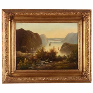 Appraisal: Hudson River School Landscape oil on canvas unsigned in gilt