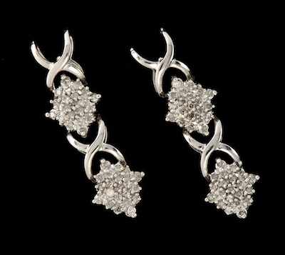 Appraisal: A Pair of White Gold and Diamond Earrings k white