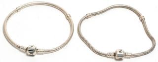 Appraisal: Pandora Pair of Sterling Silver Chain Bracelets Marked Longer L