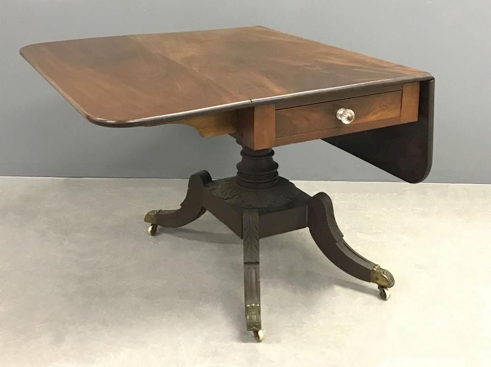 Appraisal: Pennsylvania Federal Mahogany Drop-Leaf Table Pennsylvania Federal Neoclassical mahogany drop-leaf