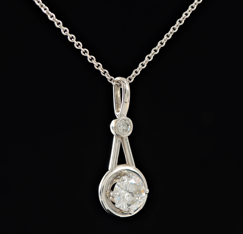 Appraisal: BRILLIANT DIAMOND SOLITAIRE PENDANT NECKLACE K white gold pendant featuring