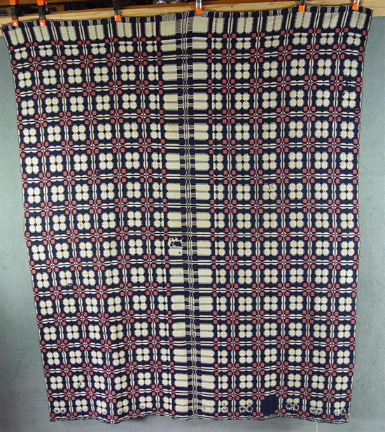 Appraisal: Wool Overshot Coverlet th Century Summer winter design Two piece