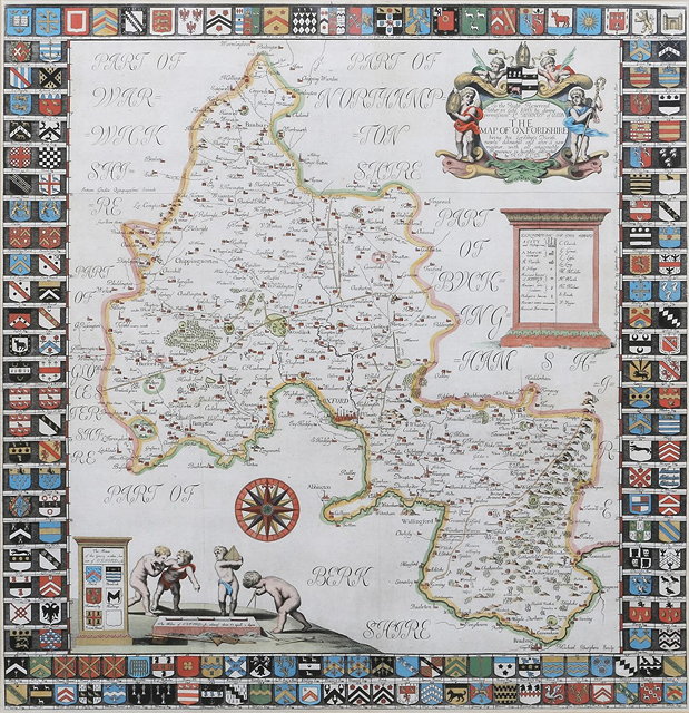 Appraisal: MICHAEL BURGHERSThe Map of Oxfordshire hand-coloured engraving for Dr Plot's