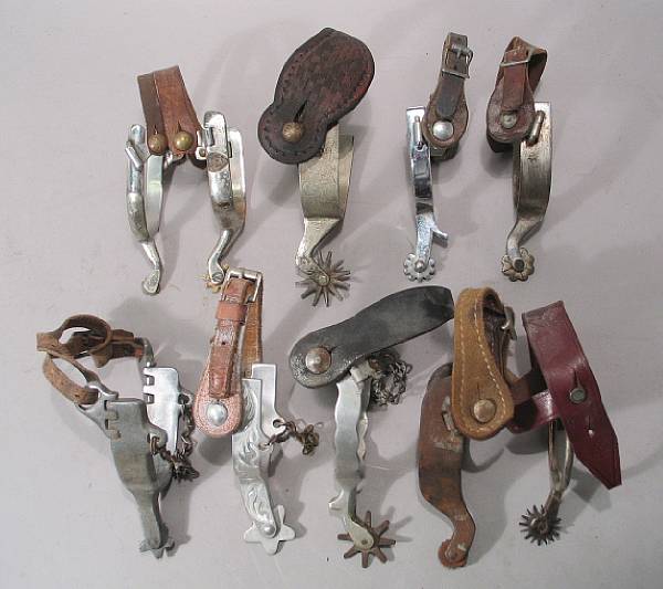 Appraisal: A lot of ten pairs of unmarked working spurs Including