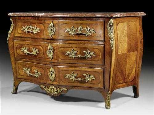 Appraisal: CHEST OF DRAWERS R gence Louis XV stamped MONDON Fran