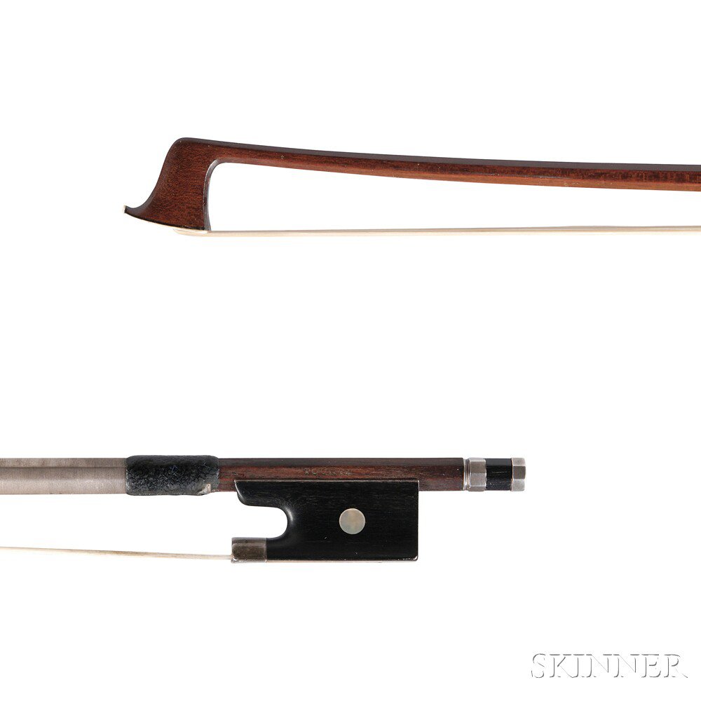 Appraisal: German Silver-mounted Violin Bow the octagonal stick stamped TOURTE weight