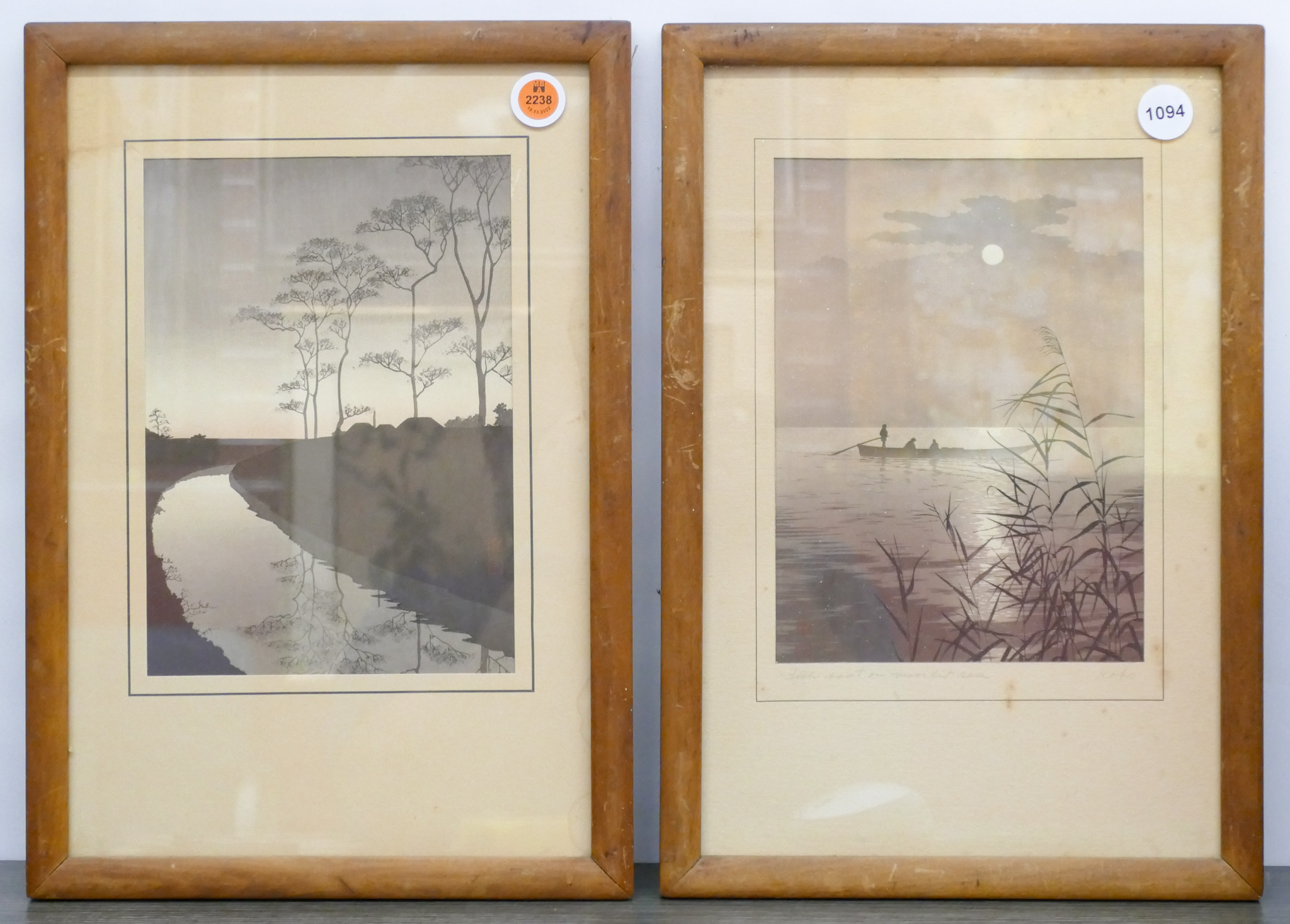 Appraisal: pc Japanese Landscape Woodblock Framed ''x ''