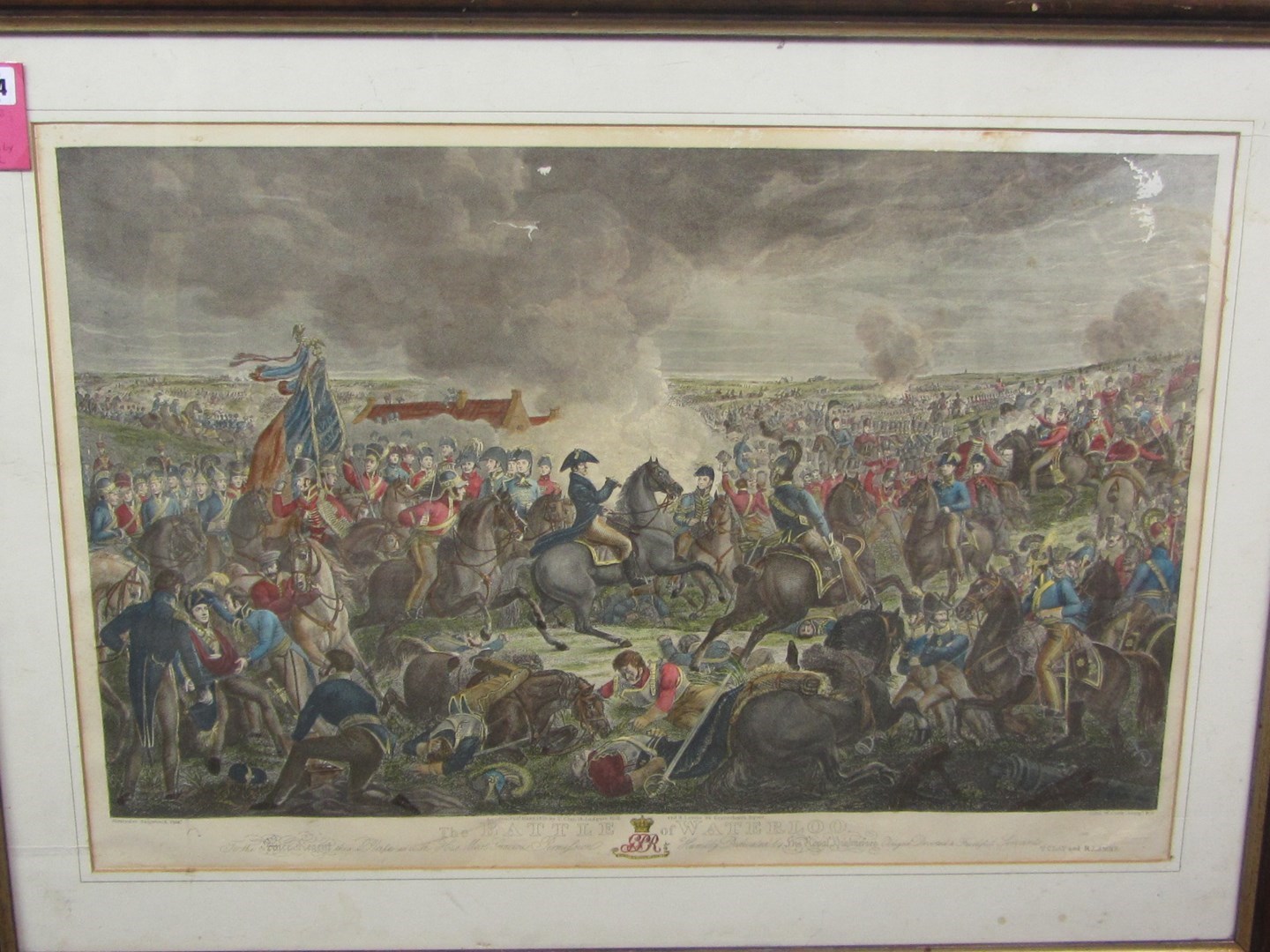 Appraisal: PRINT The Battle of Waterloo hand-coloured engraving by J W