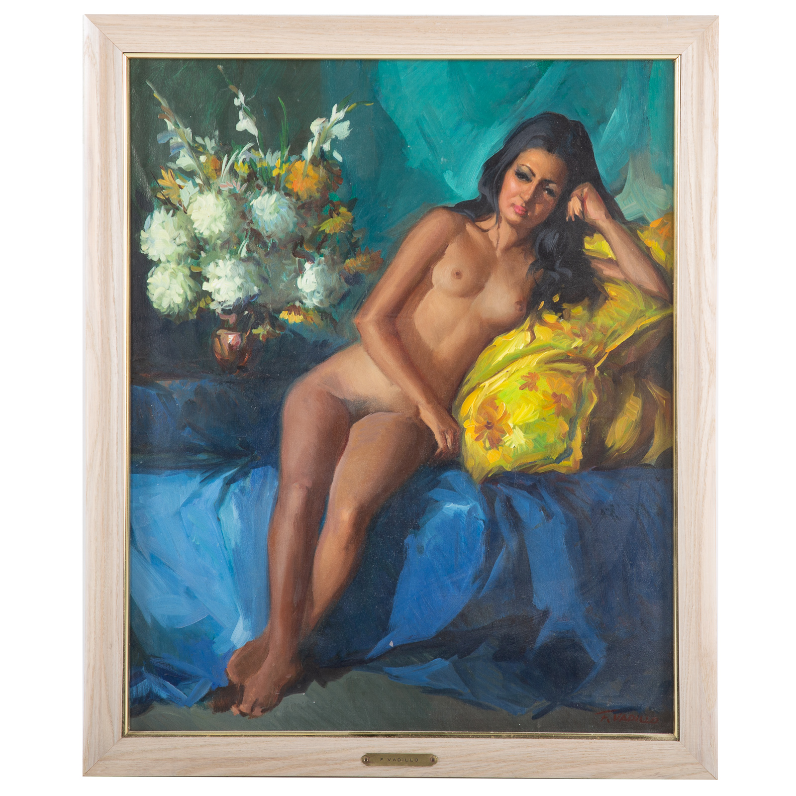 Appraisal: FRANCISCO VADILLO SEATED FEMALE NUDE OIL Venezuelan b Oil on