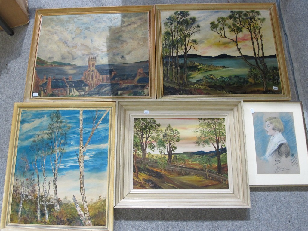 Appraisal: Lot comprising four oils signed A B Allan plus a