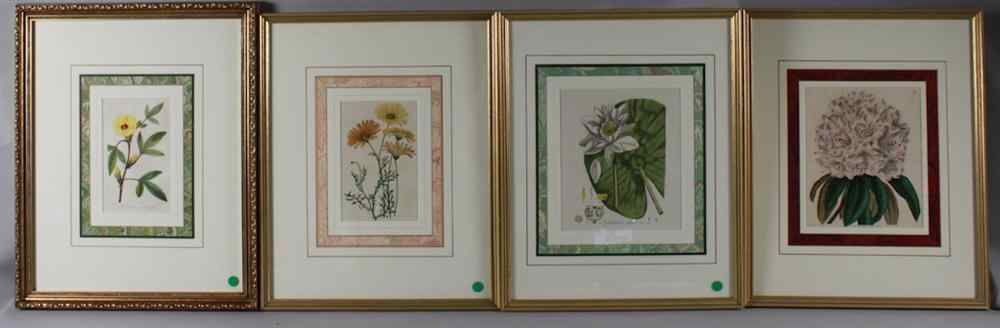 Appraisal: JAN KOPS NYMPHAEA along with THREE OTHER FLORAL PRINTS Hand