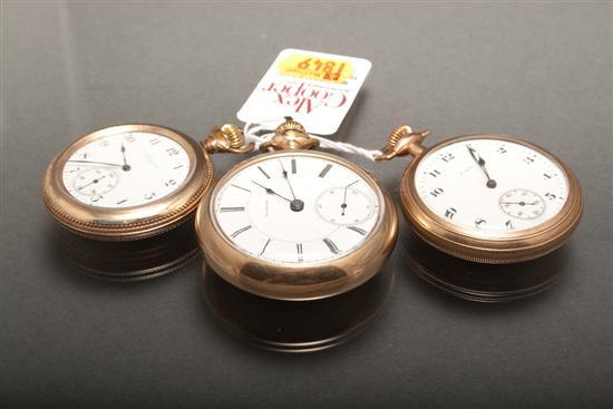 Appraisal: Three open-face pocket watches Rockford gold-filled pocket watch movement marked