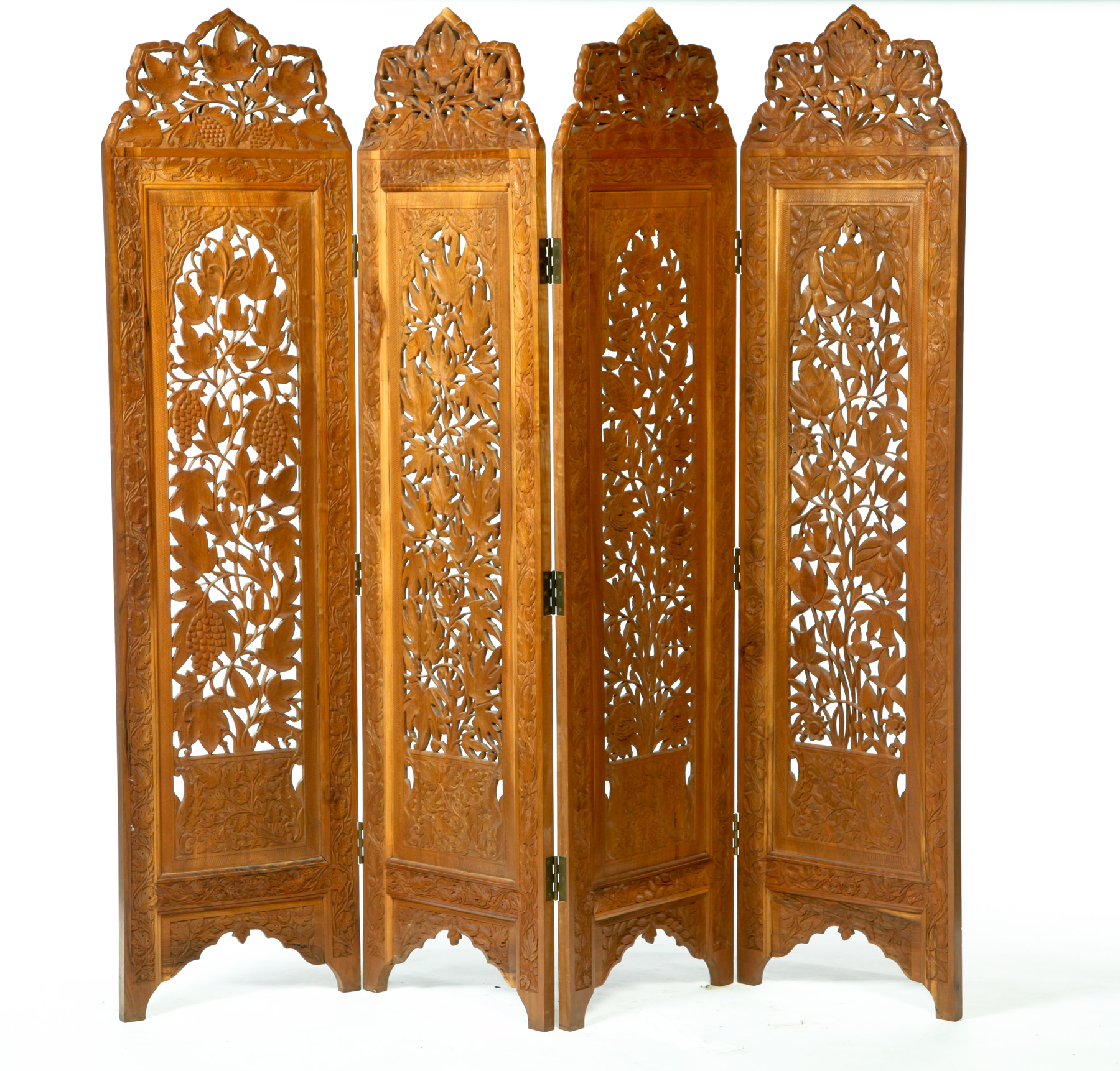 Appraisal: CHINESE FOUR PANEL SCREEN Asian Mid th century Teak with