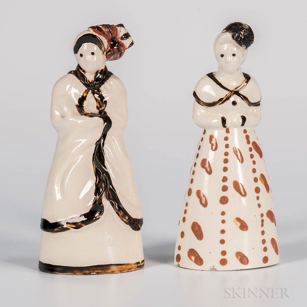 Appraisal: Two Staffordshire Creamware Figures of Women Two Staffordshire Creamware Figures