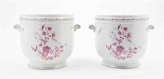 Appraisal: A Pair of Limoges Porcelain Jardinieres each of handled form