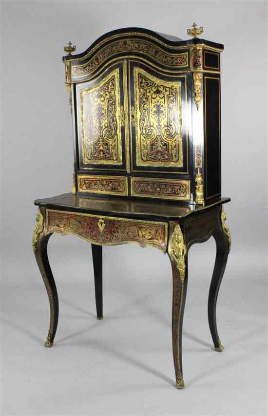 Appraisal: A th century French ebony and red boulle work writing