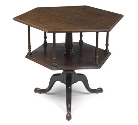 Appraisal: A George II mahogany revolving book table circa the two