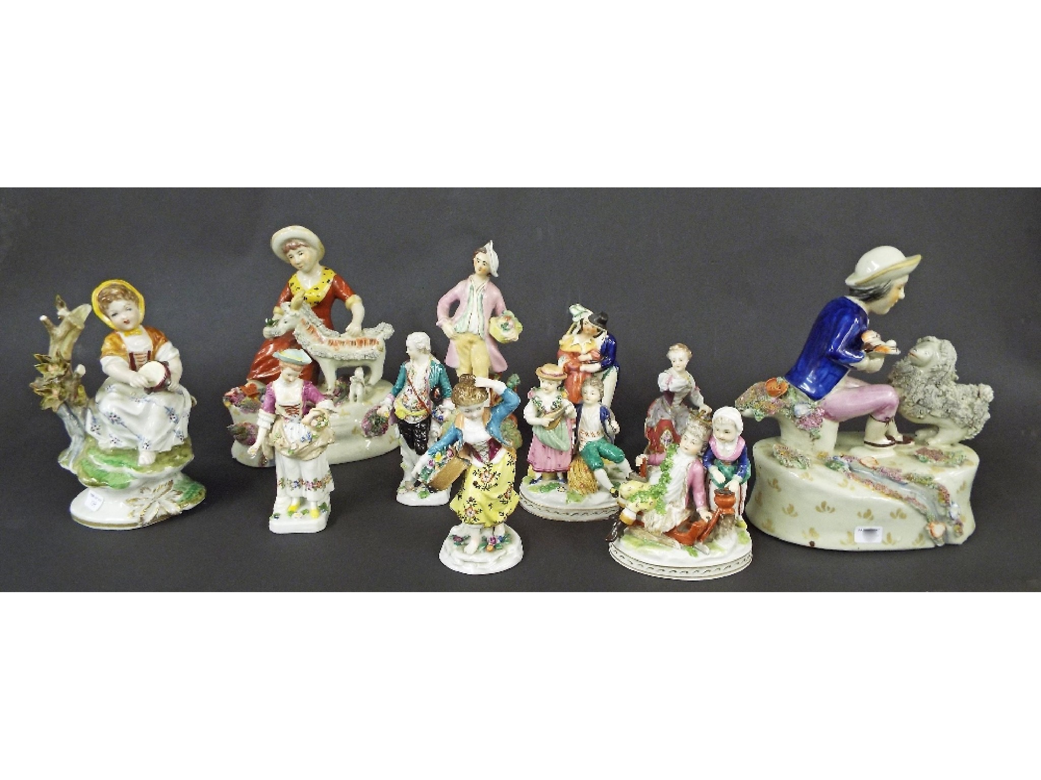 Appraisal: Eleven various English and Continental figural pottery and porcelain groups