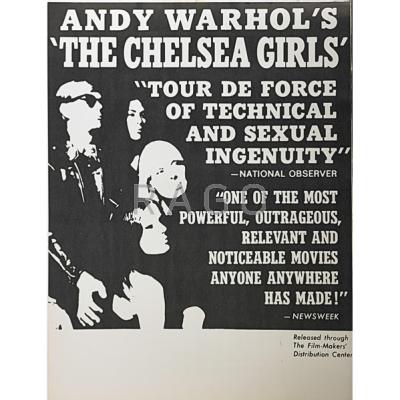 Appraisal: ANDY WARHOL American - Rare First Edition Poster The Chelsea