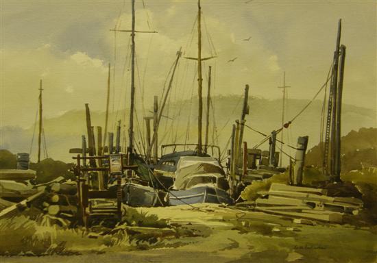 Appraisal: Keith Burtonshaw three watercolours of Kent Oare Creek Faversham Faversham