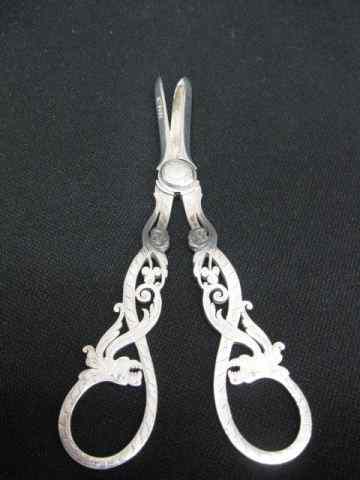 Appraisal: English Victorian Silverplate Grape Shears serpent handles hallmarked '' excellent