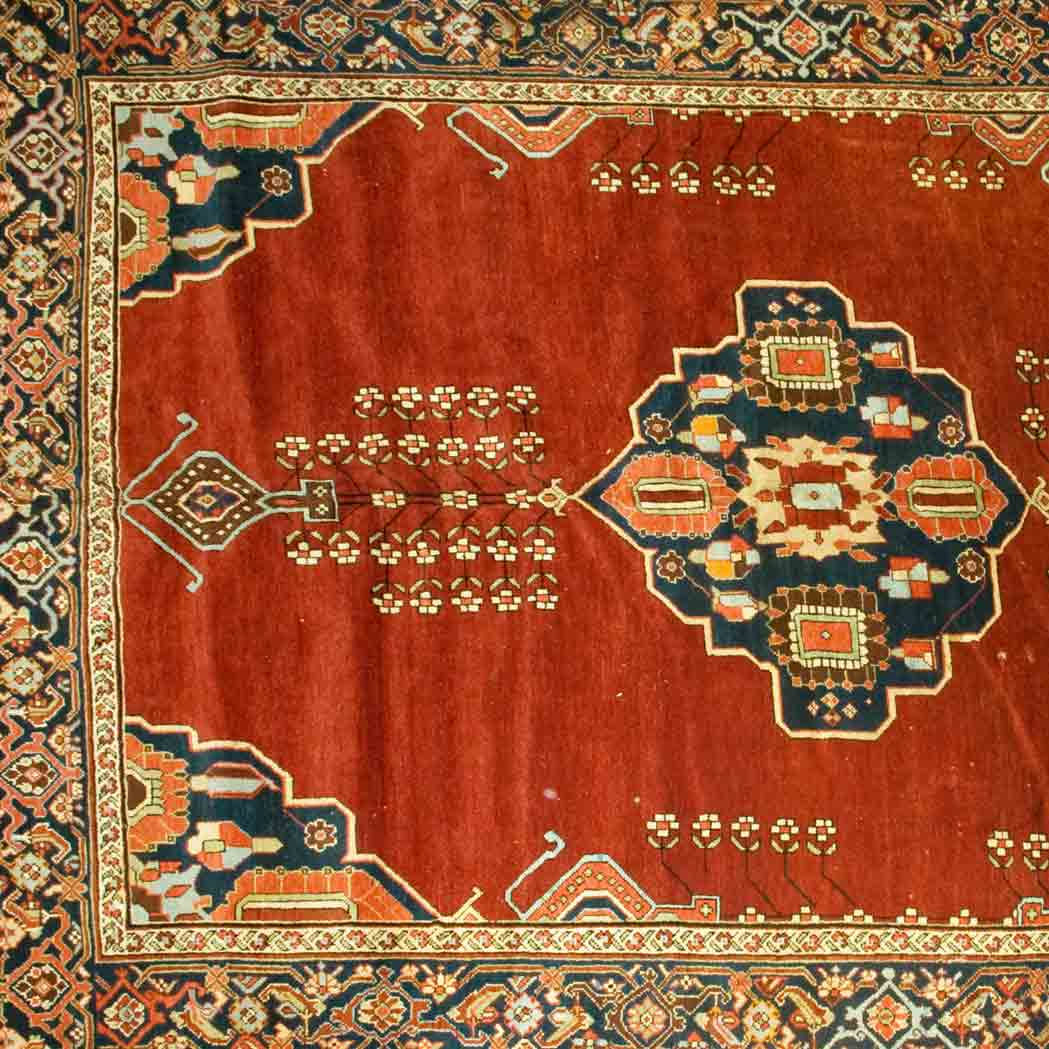 Appraisal: Kurdish Rug West Persia circa The central polychrome floral medallion