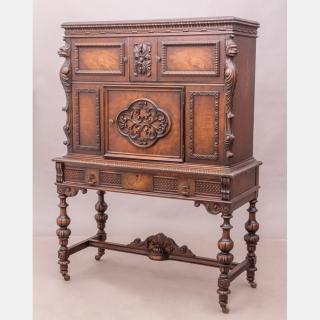 Appraisal: A Renaissance Revival Carved Oak and Walnut Cabinet th Century