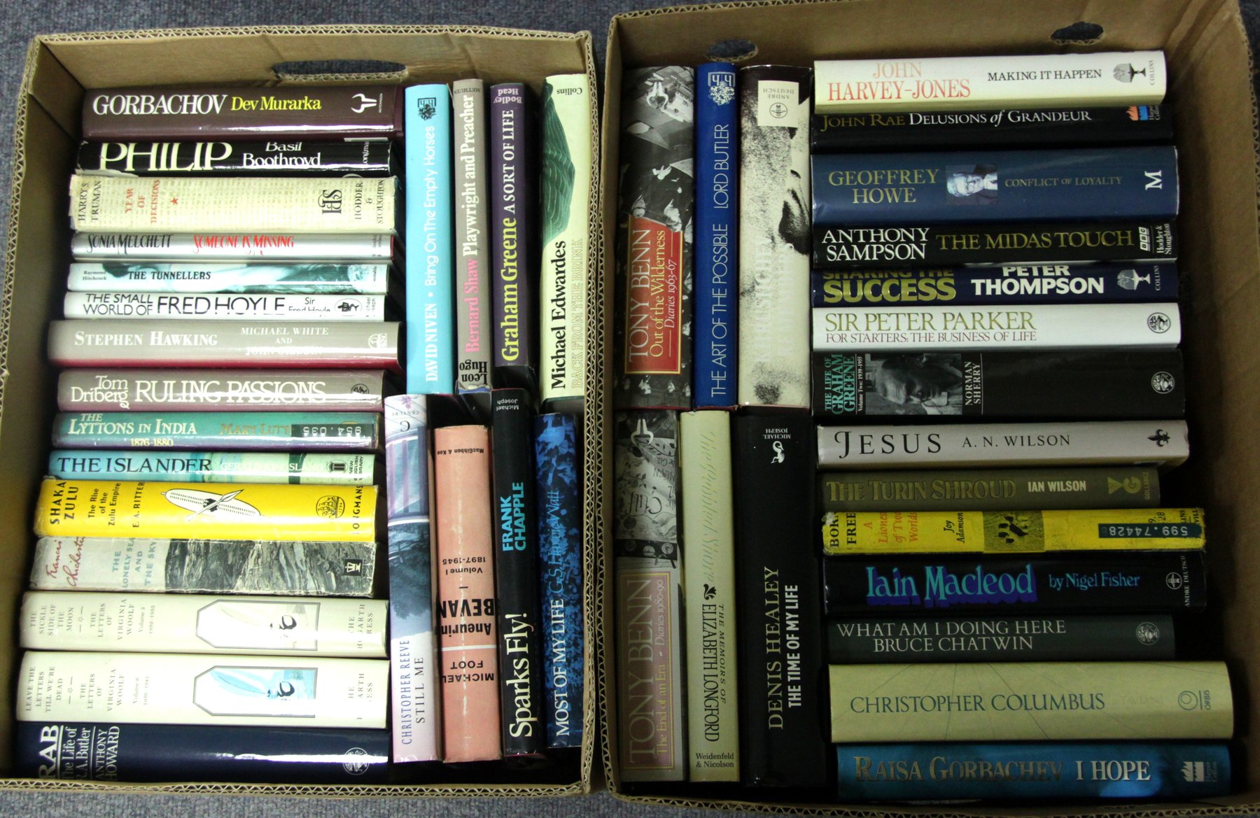 Appraisal: Two boxes of books mainly biography