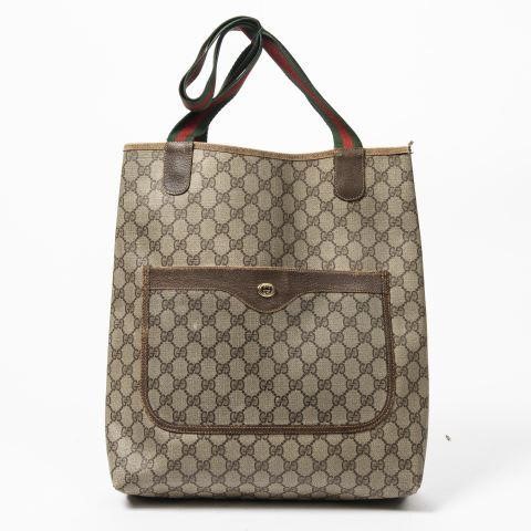 Appraisal: Gucci shopping tote in beige Supreme coated canvas with gold-tone