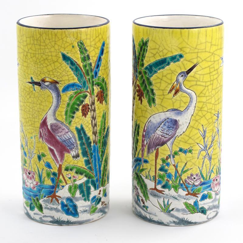 Appraisal: A pair of Longwy Pottery vases