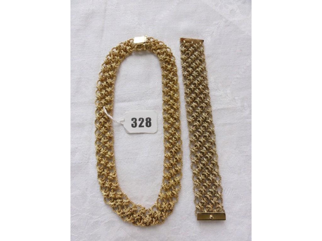 Appraisal: A stylised ct gold bracelet and necklace of rope twisted