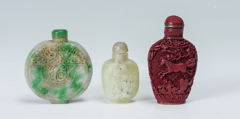 Appraisal: PIECE CHINESE SNUFF BOTTLES An assembled piece collection to include