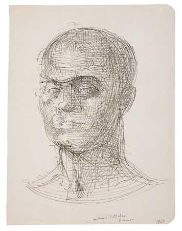 Appraisal: REGINALD MARSH Study of a Head Pen and ink on