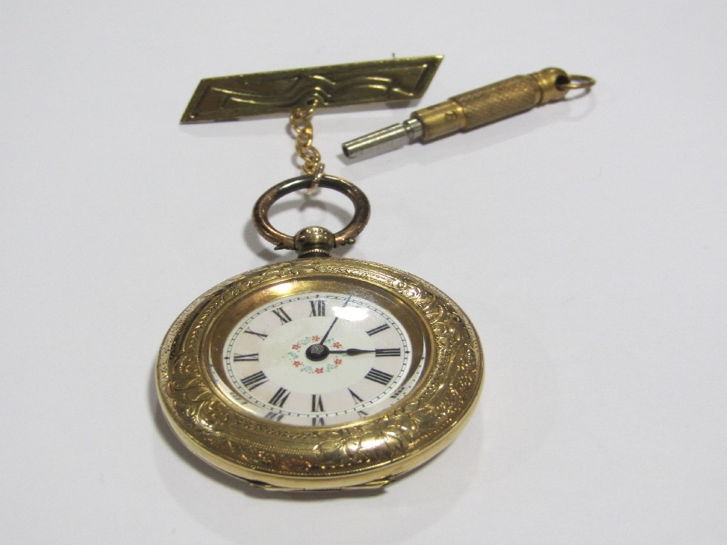 Appraisal: Eighteen carat gold cased half hunter fob watch