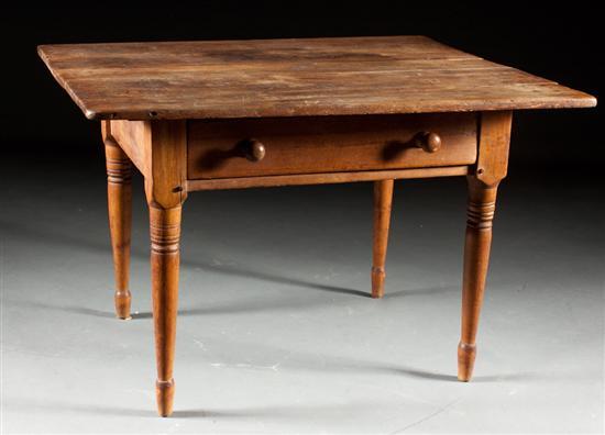 Appraisal: American Vernacular carved pine and poplar tavern table early th