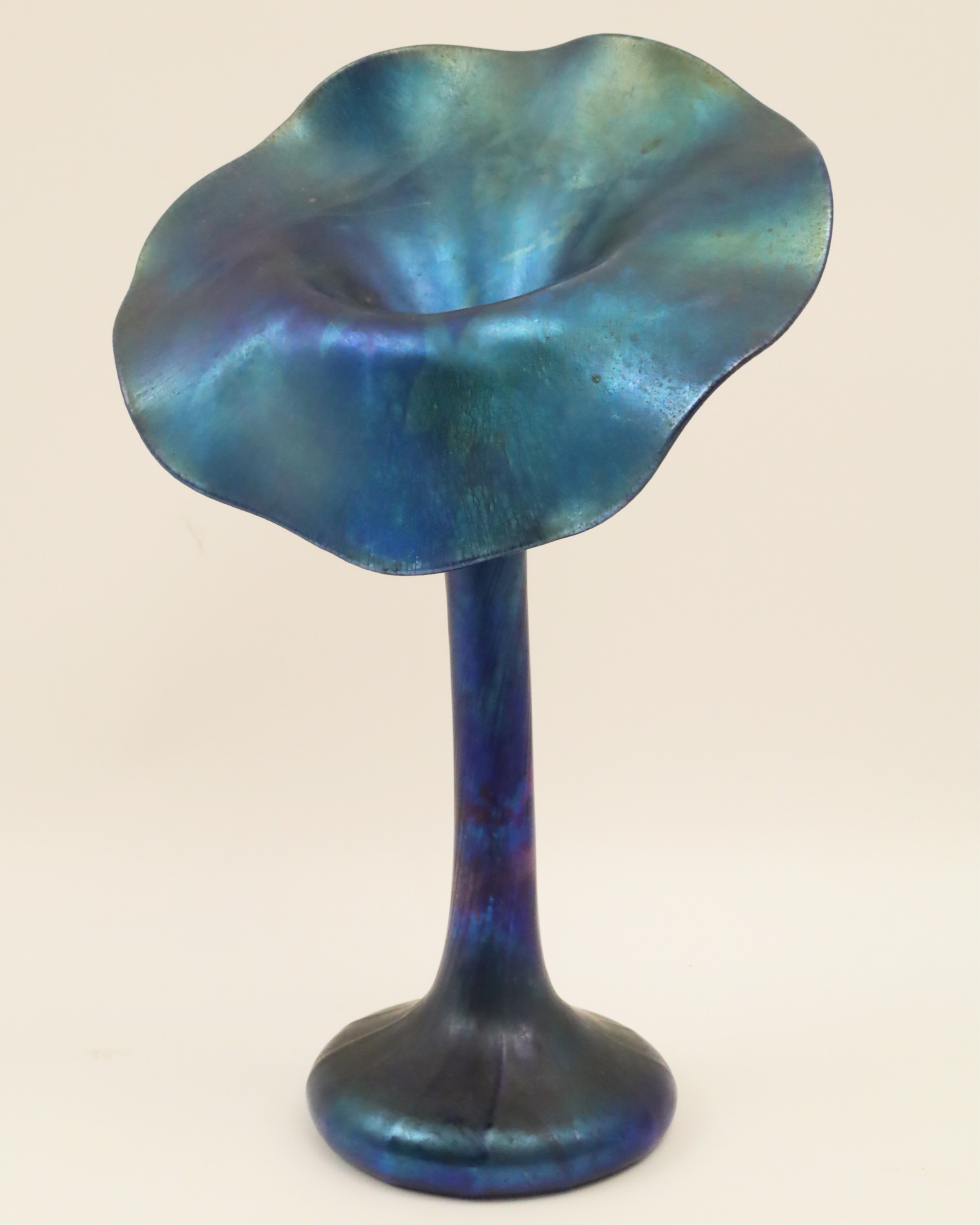 Appraisal: TIFFANY STUDIOS FAVRILE GLASS VASE Iridescent blue Favrile glass Jack-in-the-Pulpit