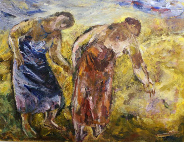 Appraisal: Judy Cassab born Bending Figures oil on canvas signed and