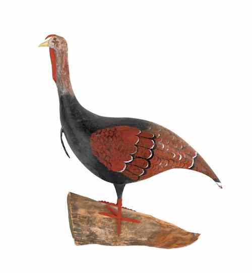 Appraisal: Keith Collis carved and painted pine turkey th c h