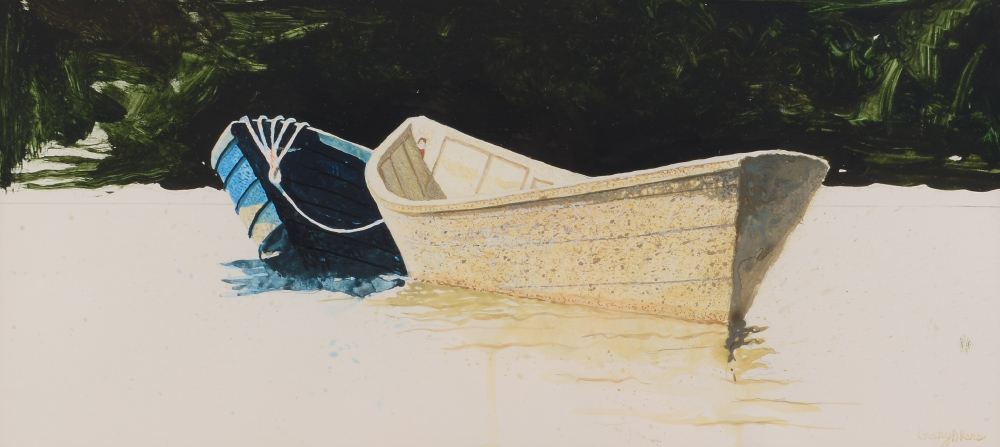 Appraisal: AKERS Gary American - View of Two Row Boats Dry