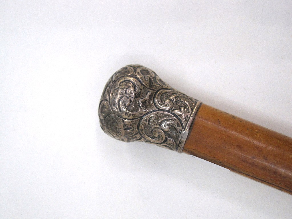 Appraisal: Silver topped walking cane