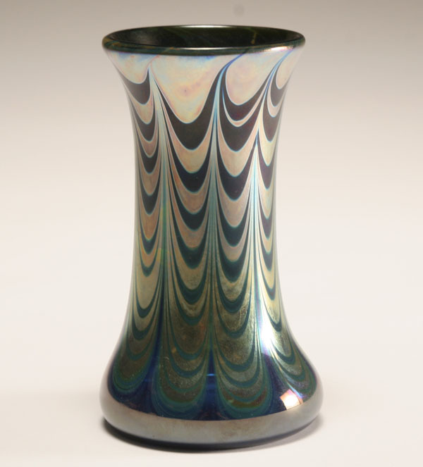 Appraisal: Fiske iridescent studio glass vase Signed H